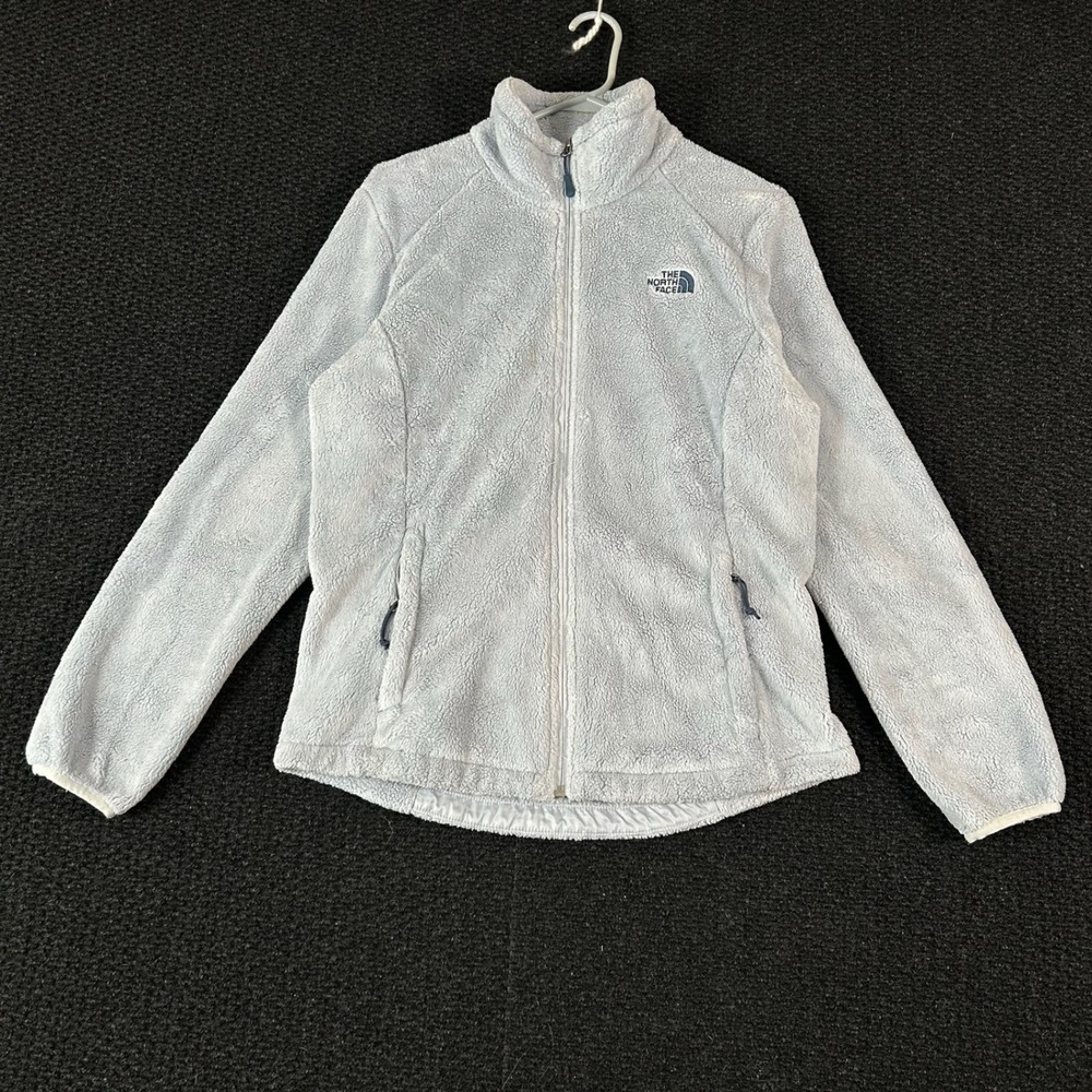 The North Face Fuzzy Sherpa Fleece Jacket Light Blue Zip Up Women's Small